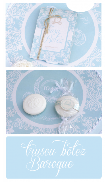 Trusou de botez brodat pentru baieti clasic elegant, Baroque 11
